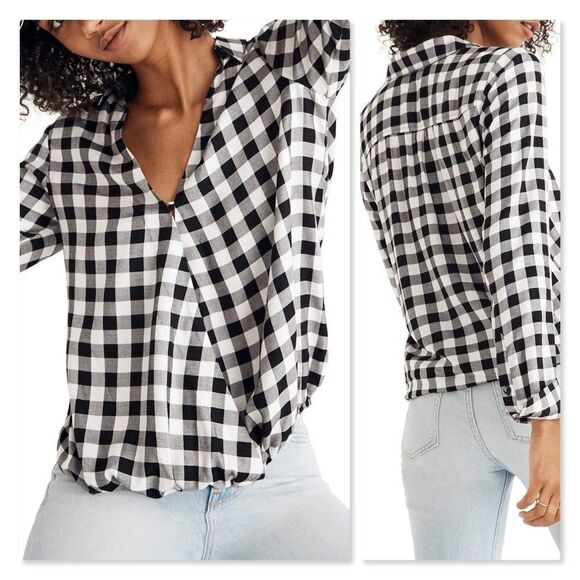Madwell Wrap Front Shirt in Buffalo Check sz Med - Picture 1 of 8